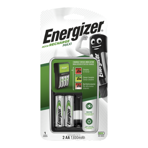 شاحن إنرجايزر ماكسي ، وبطاريتان AA، عبوة كومبو